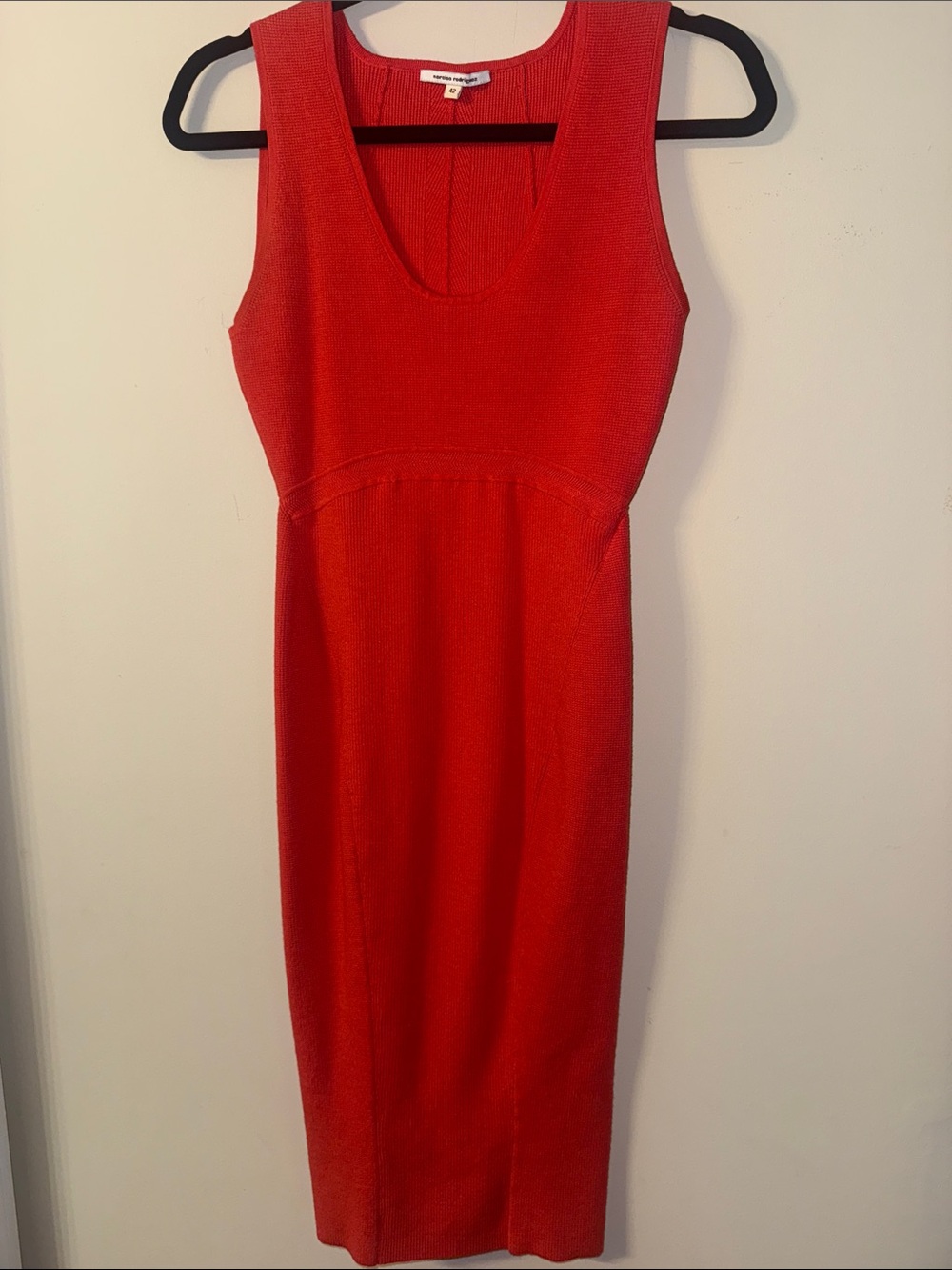 Narciso Rodriguez Red Sleeveless Knit Midi Dress